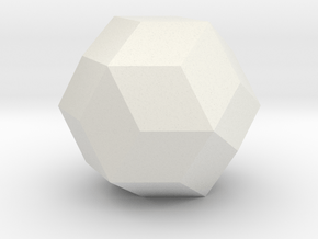 Rhombic Triacontahedron - 1 Inch in White Natural Versatile Plastic