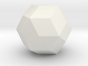 Rhombic Triacontahedron - 1 Inch - Round V1 in White Natural Versatile Plastic