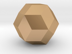 Rhombic Triacontahedron - 10mm in Polished Bronze