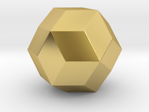 Rhombic Triacontahedron - 10mm - Round V1 in Polished Brass