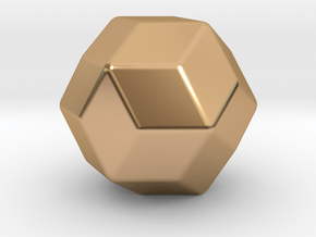 Rhombic Triacontahedron - 10mm - Round V2 in Polished Bronze