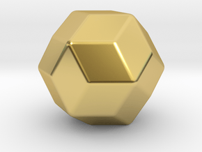 Rhombic Triacontahedron - 10mm - Round V2 in Polished Brass