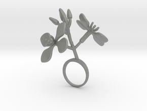 Ring with two large flowers of the Radish L in Gray PA12: 7.25 / 54.625