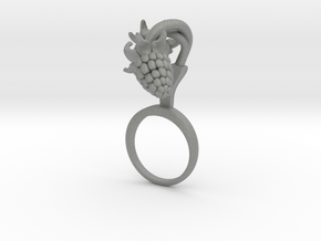 Ring with two large Raspberries R in Gray PA12: 5.75 / 50.875