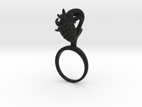 Ring with two large Raspberries R in Black Natural Versatile Plastic: 7.75 / 55.875