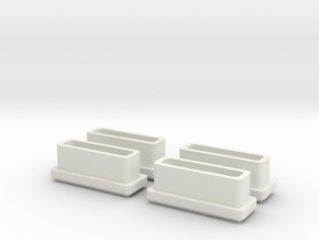 Four Bar stool leg caps (rectangle) in White Natural Versatile Plastic