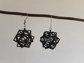 Icosahedron Star Earrings in Black Natural Versatile Plastic