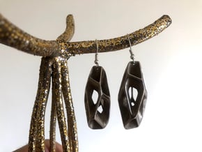 Moonstones Earrings 1 Pair in Polished Bronzed-Silver Steel