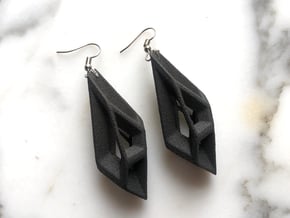 Moonstones Earrings 2 -1 Pair in Matte Black Steel
