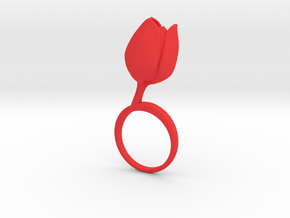 Ring with one large closed flower of the Tulip in Red Processed Versatile Plastic: 7.25 / 54.625