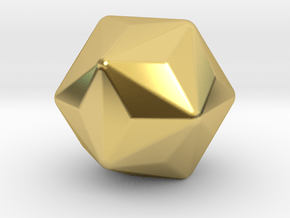 Triakis Icosahedron - 10 mm - Round V2 in Polished Brass