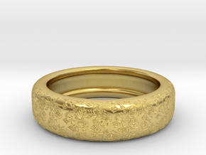 Rose Engraved Ring V2 in Polished Brass