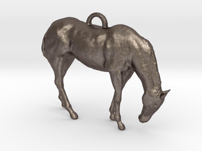 Horse Pendant in Polished Bronzed-Silver Steel