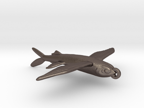 Flying Fish Pendant  in Polished Bronzed-Silver Steel