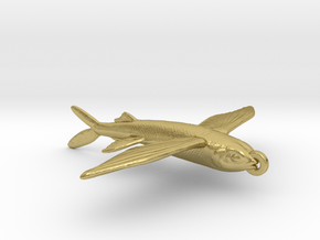 Flying Fish Pendant  in Natural Brass