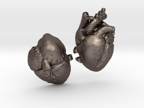 Heart Pendant Blank in Polished Bronzed-Silver Steel
