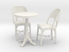 1:24 Cafe Table and Chair Set in White Natural Versatile Plastic