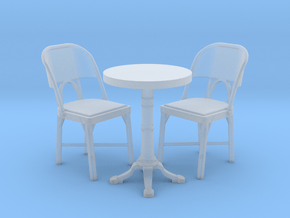 1:48 Cafe Table and Chair Set in Smooth Fine Detail Plastic