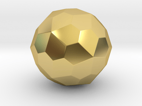 Pentagonal Hexecontahedron (Dextro) - 10 mm-Round1 in Polished Brass