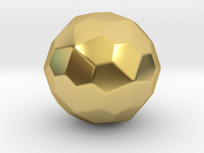 Pentagonal Hexecontahedron (Dextro) - 10mm-Round2 in Polished Brass