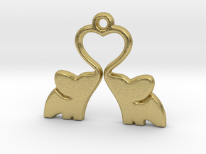 Elephant Heart Charm in Natural Brass