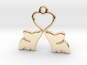 Elephant Heart Charm in 14k Gold Plated Brass