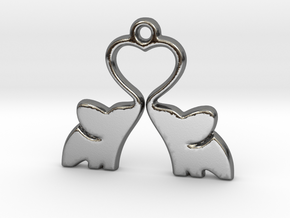 Elephant Heart Charm in Polished Silver