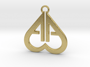Double "A" Heart Pendant  in Natural Brass