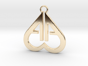 Double "A" Heart Pendant  in 14K Yellow Gold