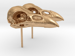 Raven Skull Stud Earrings - Pair in Natural Bronze