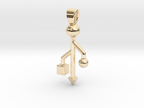 USB connected [pendant] in 14k Gold Plated Brass