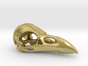 Large Raven Skull Necklace in Natural Brass