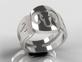 Aries Signet Ring Lite in Polished Silver: 10 / 61.5