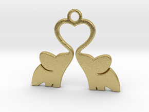 Elephant Heart Pendant in Natural Brass