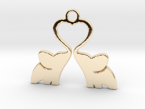 Elephant Heart Pendant in 14k Gold Plated Brass