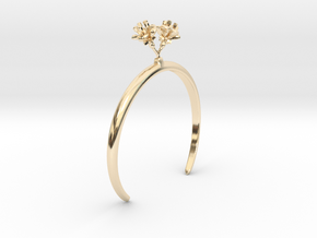 Bracelet with two small flowers of the Cherry R in 14k Gold Plated Brass: Medium