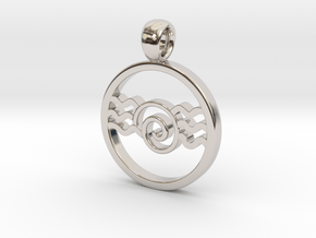 Snail and Waves Amulet in Rhodium Plated Brass