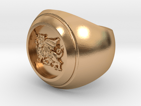 Welsh Dragon Signet Ring in Polished Bronze