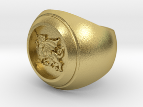 Welsh Dragon Signet Ring in Natural Brass