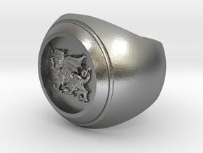 Welsh Dragon Signet Ring in Natural Silver
