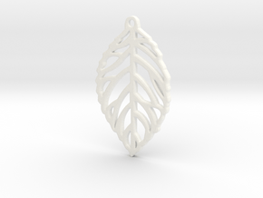 Leaf Pendant / Earring in White Processed Versatile Plastic