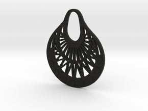 Ornamental Pendant / Earring in Black Natural Versatile Plastic