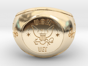 NAVY VET Signet Ring v02 in 14k Gold Plated Brass: 5 / 49