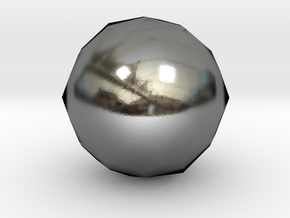 Pentagonal Hexecontahedron (laevo) - 10 mm in Polished Silver
