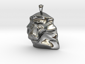 Lion Pendant in Polished Silver