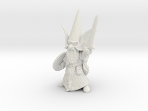 Guardin'Gnome with Sword in White Natural Versatile Plastic