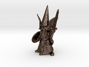 Guardin'Gnome with Sword in Polished Bronze Steel
