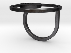 Lotus Within Ring in Polished and Bronzed Black Steel: 6.5 / 52.75