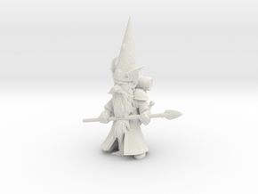 6" Guardin'Gnome with Spear  in White Natural Versatile Plastic