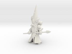 12" Guardin'Gnome with Spear in White Natural Versatile Plastic
